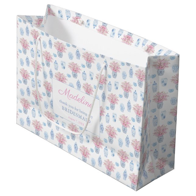 Bolsa De Regalo Grande Elegantes damas de honor azules y rosas de la mari (Angulo Anverso)