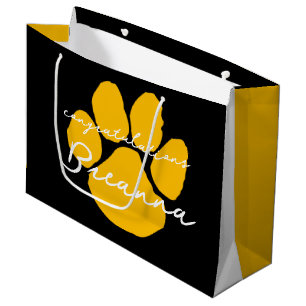 Bolsa De Regalo Grande Elegantes felicitaciones Pawprint Negro y Oro