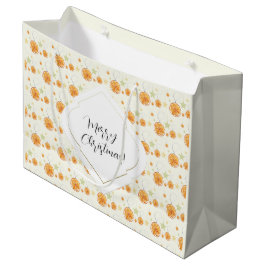 Bolsa De Regalo Grande Elegantes Naranjas de patrones y estrellas en beig