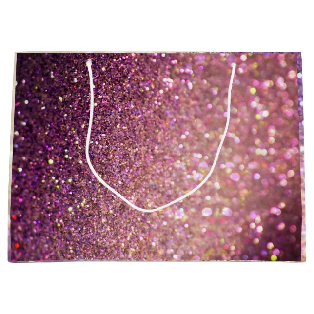 Bolsa De Regalo Grande Elegantes Navidades Purpurinas de Bokeh (Anverso)