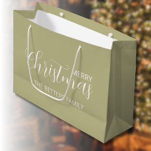Bolsa De Regalo Grande Elegantes Navidades verdes de sabio simple y limpi