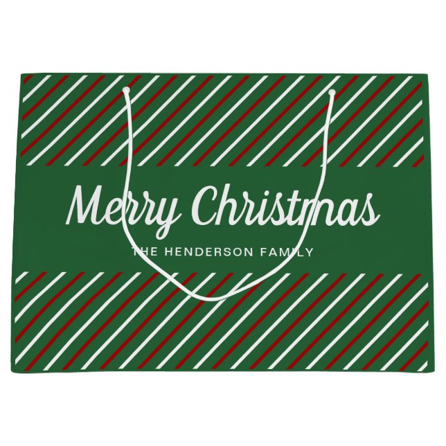 Bolsa De Regalo Grande Elegantes Navidades Verdes Y Rojos (Anverso)