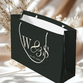 Bolsa De Regalo Grande Elegantes parejas de bodas iniciales de ébano