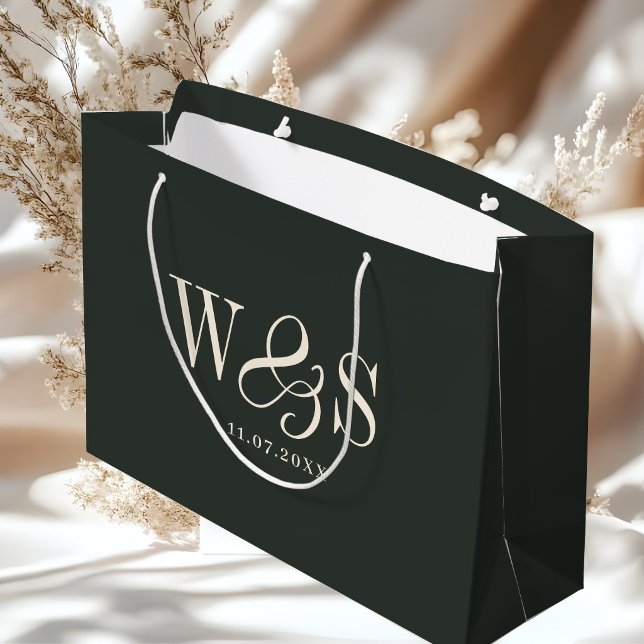 Bolsa De Regalo Grande Elegantes parejas de bodas iniciales de ébano (Subido por el creador)