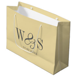 Bolsa De Regalo Grande Elegantes parejas de novios iniciales en amarillo