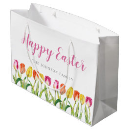 Bolsa De Regalo Grande Elegantes Tulipanes Acuarelas Florales Coloridos
