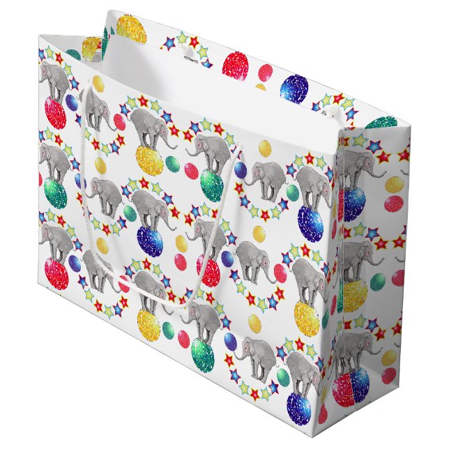 Bolsa De Regalo Grande Elephant Circus Theme Kids Fiesta de cumpleaños (Angulo Anverso)