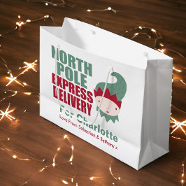 Bolsa De Regalo Grande Elf personalizado de entrega de North Pole Express