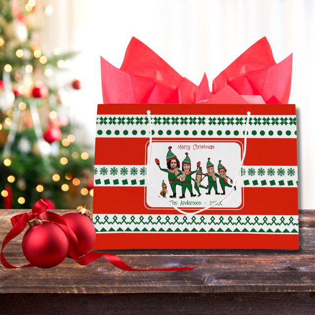Bolsa De Regalo Grande Elf personalizado tu familia de seis, incluyendo a (Subido por el creador)