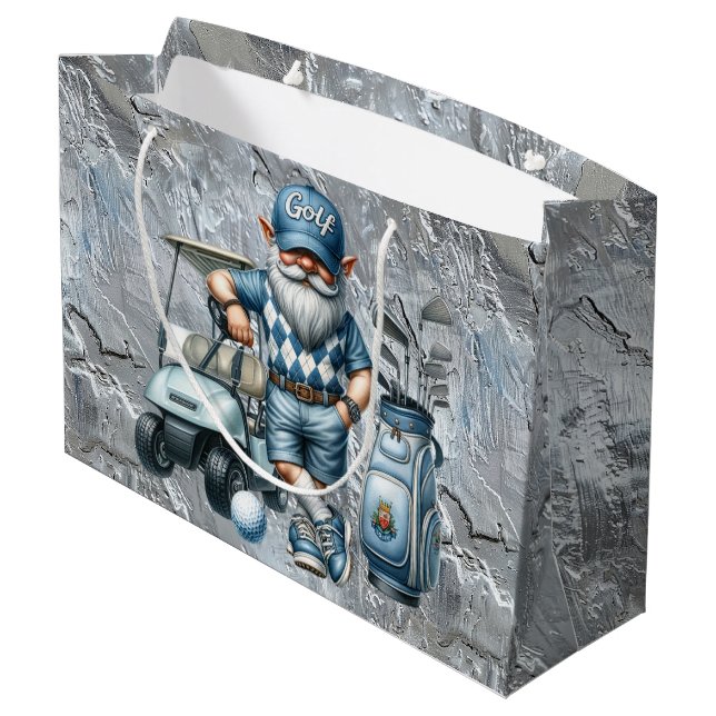 Bolsa De Regalo Grande Elfo de Golf Plateado (Angulo reverso)