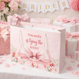 Bolsa De Regalo Grande Ella está atando el lazo de lazo rosa floral Despe