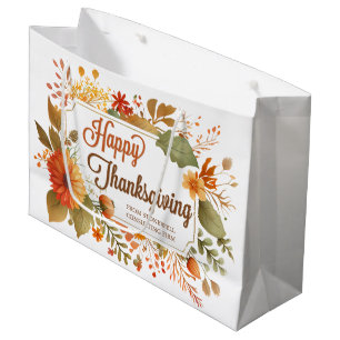 Bolsa De Regalo Grande Empresa de flores personalizadas de Acción de Grac