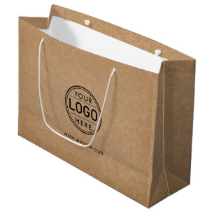 Bolsa De Regalo Grande Empresa de logotipos de empresas Rustic Kraft