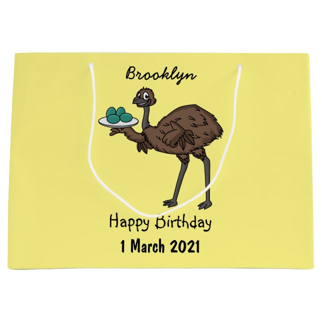 Bolsa De Regalo Grande Emu con ilustracion personalizado de huevos (Anverso)