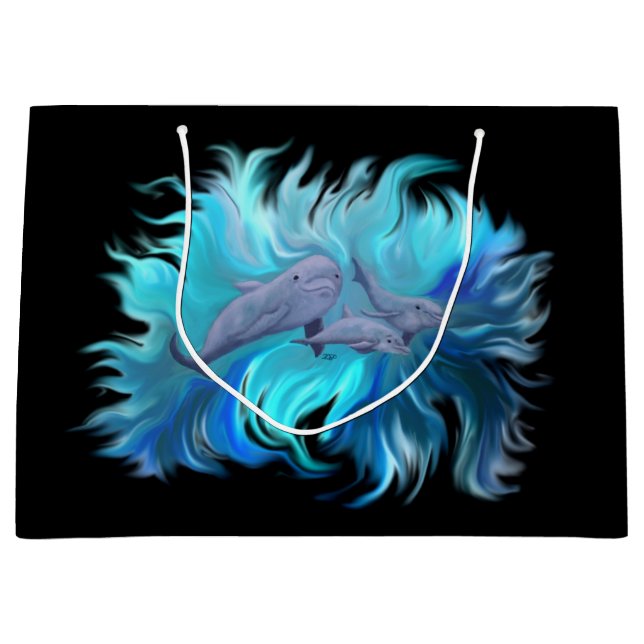Bolsa De Regalo Grande En la escuela de delfines (Anverso)