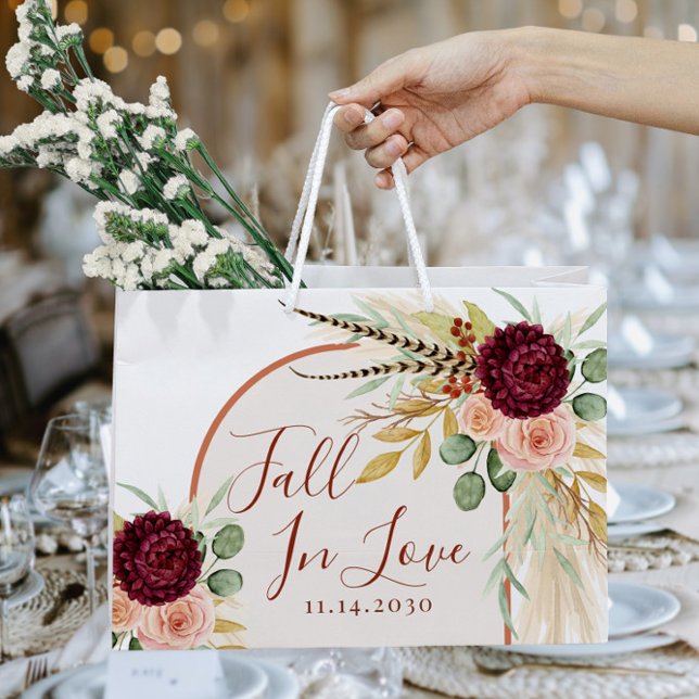 Bolsa De Regalo Grande Enamorarse Burgundy Floral Boda Ducha de Novia (Subido por el creador)