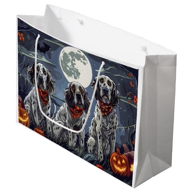 Bolsa De Regalo Grande English Setter Halloween Spooky (Angulo Anverso)