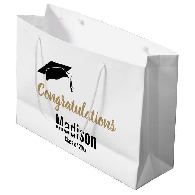 Bolsa De Regalo Grande Enhorabuena blanco y negro de encargo de la (Angulo Anverso)
