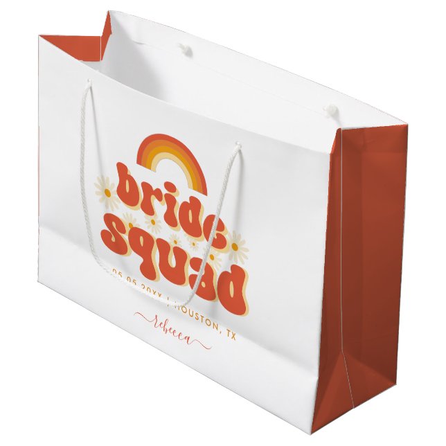 Bolsa De Regalo Grande Equipo de Despedida de Soltera Retro Groovy Daisy  (Angulo Anverso)