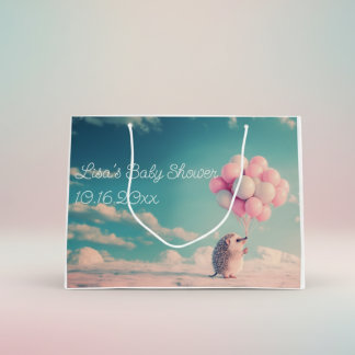 Bolsa De Regalo Grande Erizo adorable con globos de cumpleaños, personali