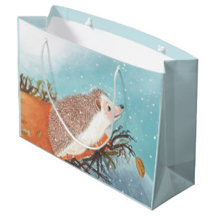 Bolsa De Regalo Grande Erizo y primeros copos de nieve