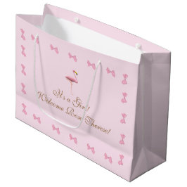 Bolsa De Regalo Grande Es un Baby Shower Chica rosado Flamingo