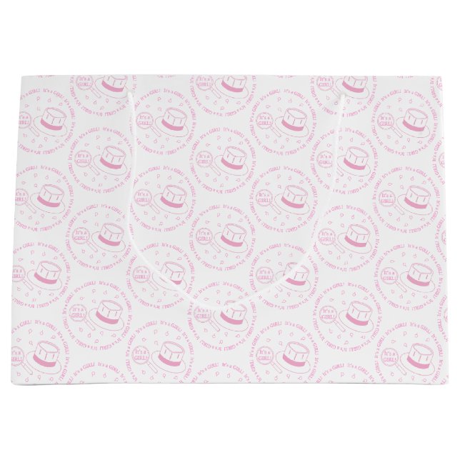 Bolsa De Regalo Grande ¡Es un Chica! invitación (Anverso)