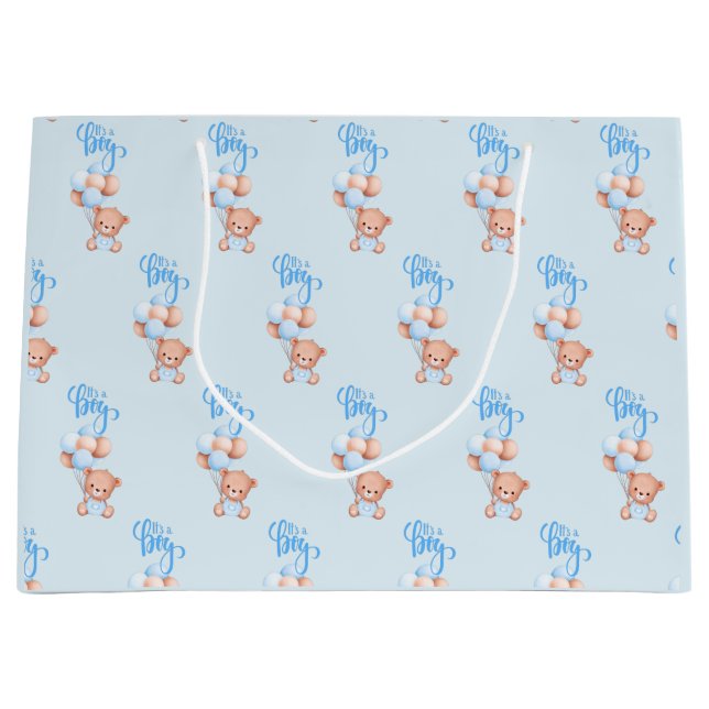 Bolsa De Regalo Grande ¡Es un niño! Invitación de revelación de género Te (Anverso)