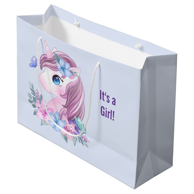 Bolsa De Regalo Grande Es un retrato de Unicornio mágico Chica (Angulo Anverso)