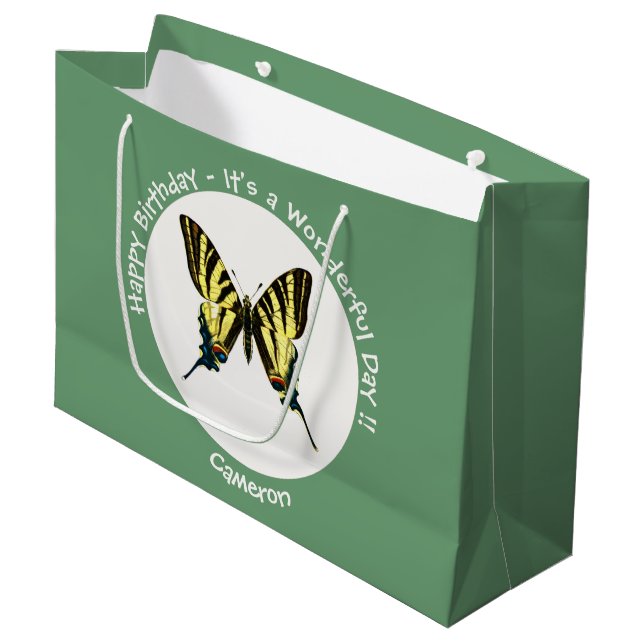 Bolsa De Regalo Grande Es una escarpada fiesta de cumpleaños de mariposas (Angulo Anverso)