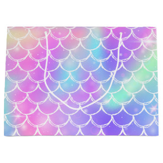 Bolsa De Regalo Grande Escala de sirena arcoiris