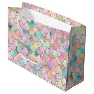Bolsa De Regalo Grande Escalas metalizado de la sirena del chica de moda