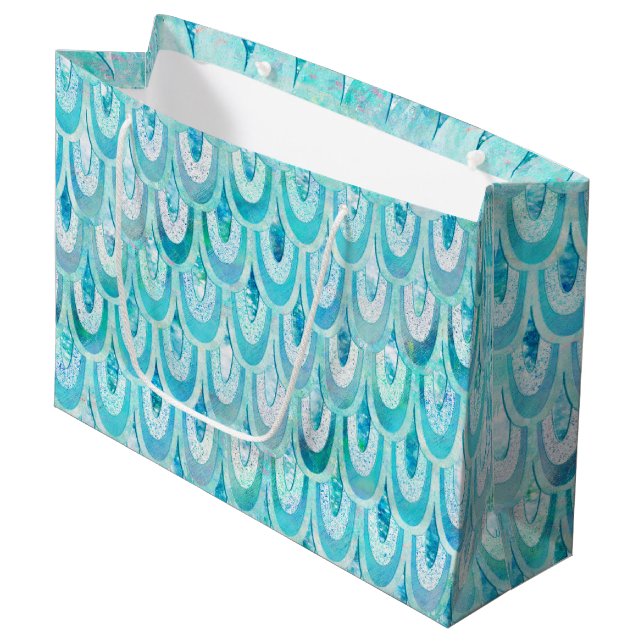 Bolsa De Regalo Grande Escavidad de sirena azul Verde azulada brillante e (Angulo Anverso)