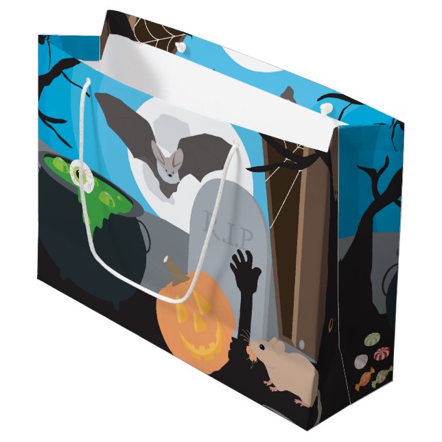 Bolsa De Regalo Grande Escena de Halloween (Angulo Anverso)