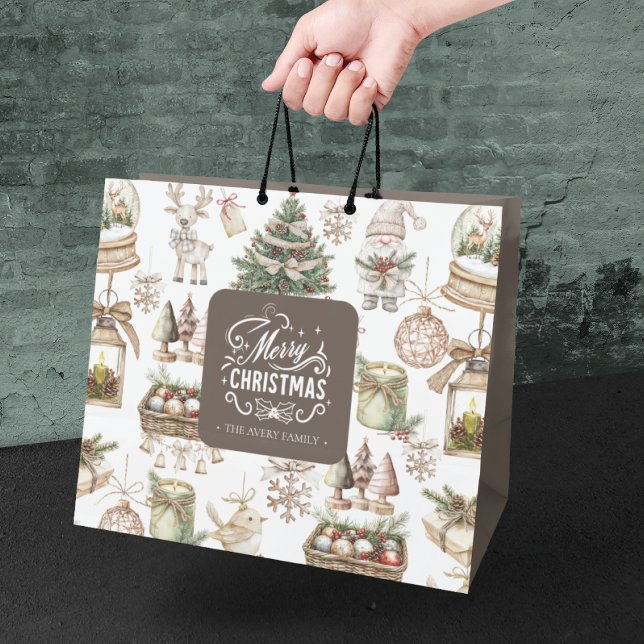 Bolsa De Regalo Grande Escena De Invierno Encantadora Personalizada (Subido por el creador)