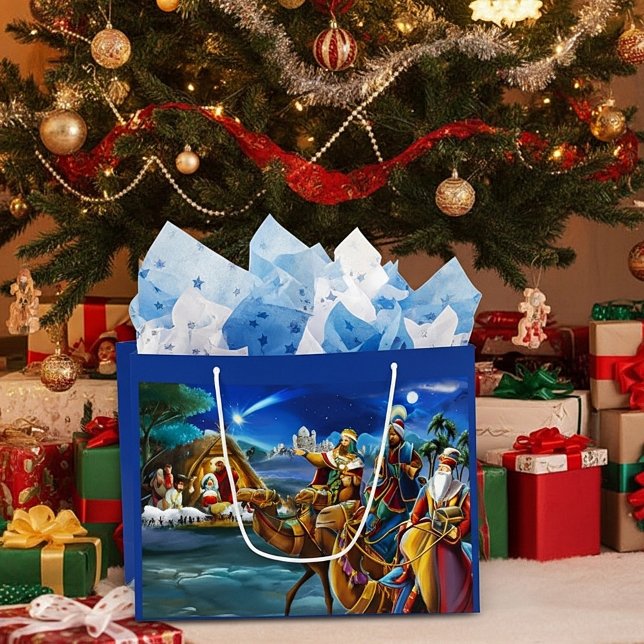 Bolsa De Regalo Grande Escena de la Natividad con hombres sabios Navidade (Subido por el creador)