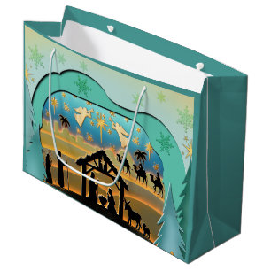 Bolsa De Regalo Grande Escena de la Natividad de Navidad Niño Jesús en el