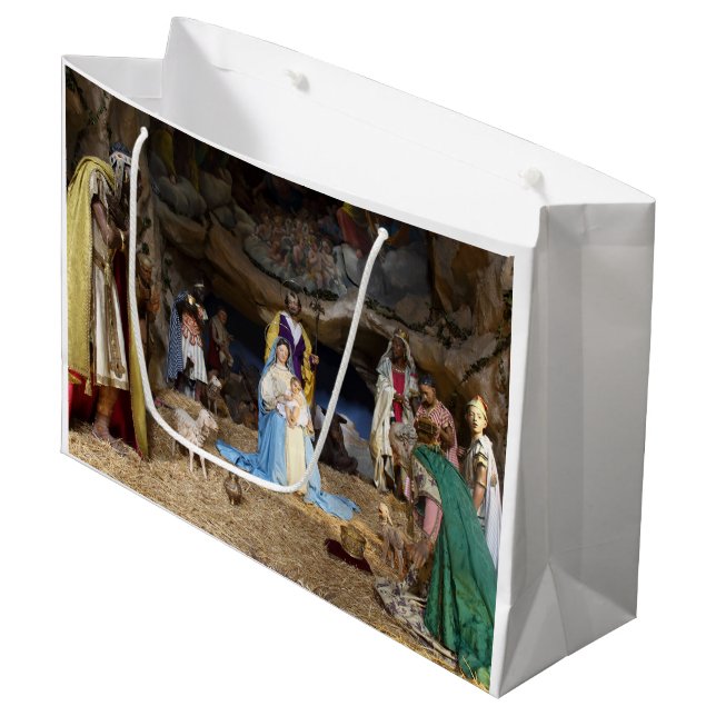 Bolsa De Regalo Grande Escena de la Natividad de Navidades Antiguos (Angulo Anverso)