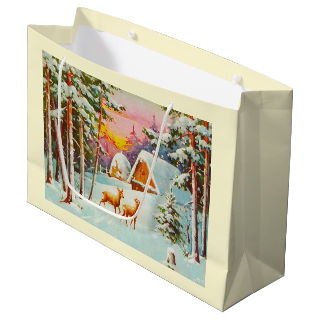 Bolsa De Regalo Grande Escena de nieve (Angulo Anverso)