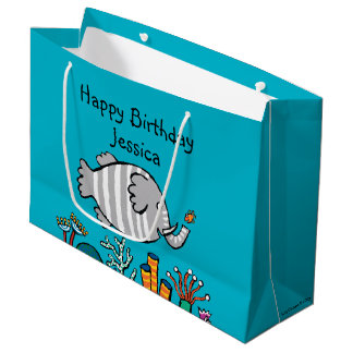 Bolsa De Regalo Grande Escena linda de los pescados del elefante con el