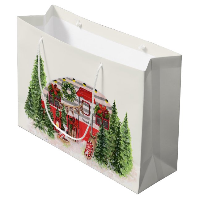 Bolsa De Regalo Grande Escena Rústica de Camper navidades (Angulo Anverso)