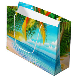 Bolsa De Regalo Grande Escenario Tropical Beach Palm Tree