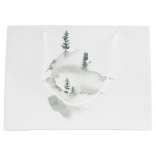 Bolsa De Regalo Grande Escenas de invierno acuarela