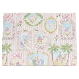 Bolsa De Regalo Grande Escenas de Nacimientos Pastel con Rayas