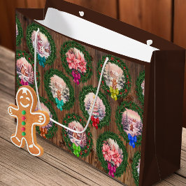 Bolsa De Regalo Grande Escenas de Navidades rosados