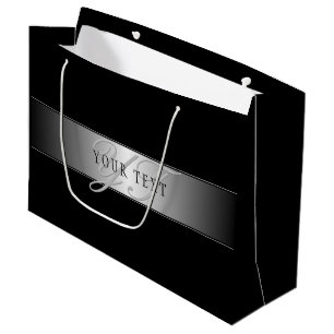 Bolsa De Regalo Grande Escritura Elegante Editable En Monograma Negra