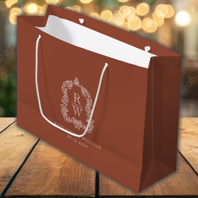 Bolsa De Regalo Grande Escudo de Monograma Boda de Terracotta (Subido por el creador)