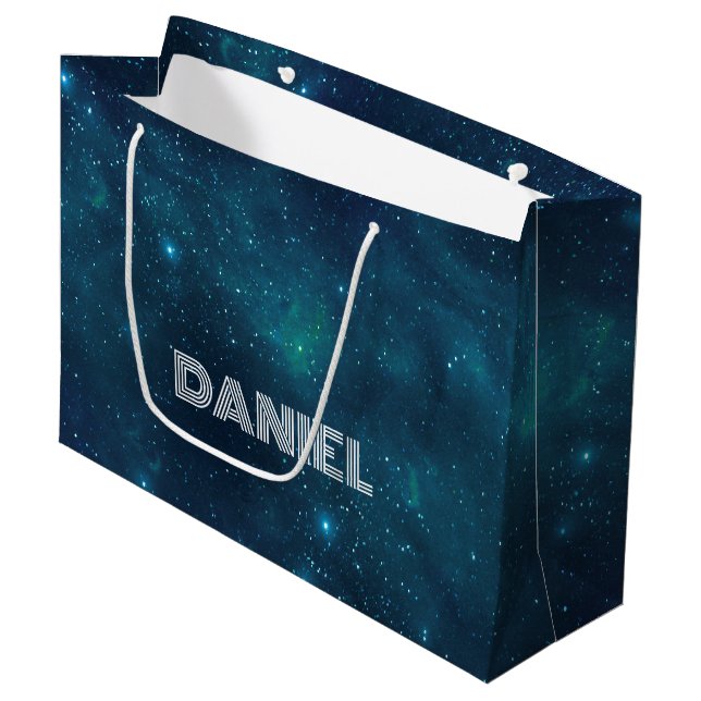 Bolsa De Regalo Grande Espacio profundo personalizado (Angulo Anverso)