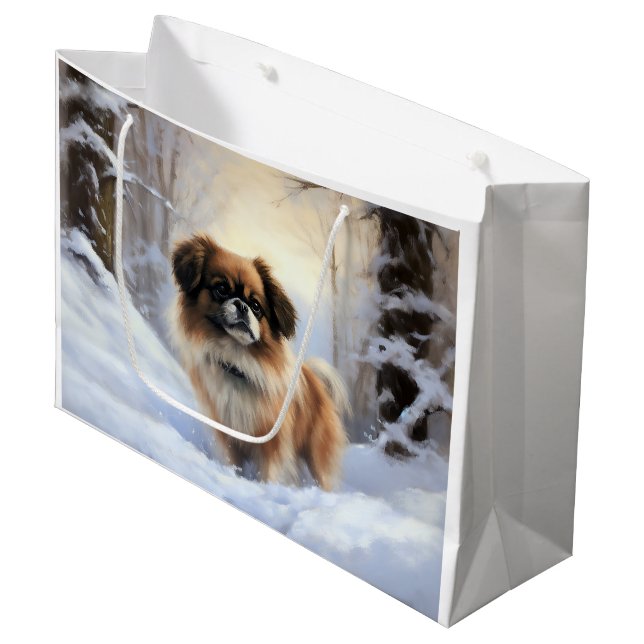 Bolsa De Regalo Grande Español tibetano deja que nieve Navidades (Angulo Anverso)