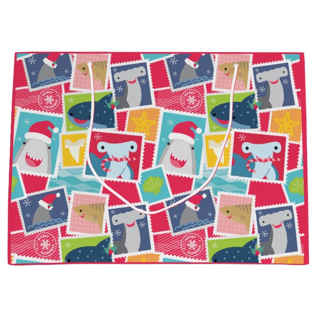 Bolsa De Regalo Grande Especies de tiburones lindos Navidad  (Anverso)